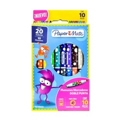 Plumones Paper Mate Doble Punta c/10