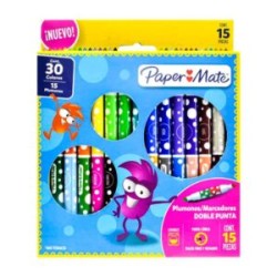 Plumones Paper Mate Doble Punta c/15